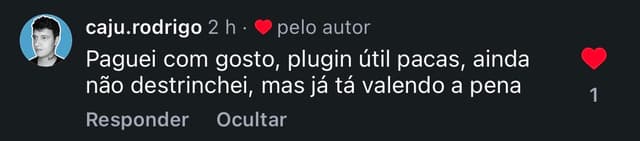caju.rodrigo: Paguei com gosto, plugin útil pacas, já tá valendo a pena